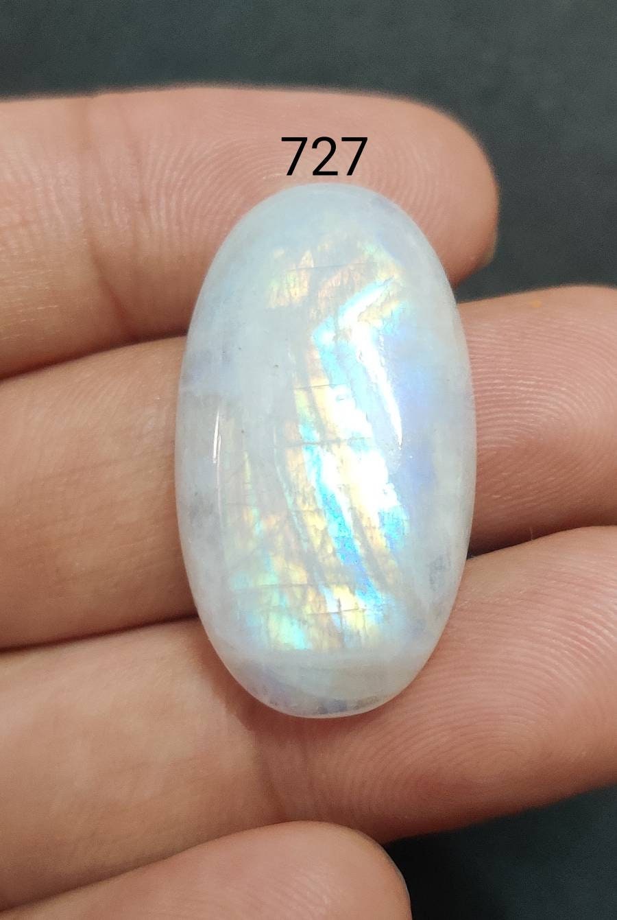 Natural Rainbow Moonstone Oval Cabochon 8x6mm Flat Back Loose Gemstone Australia