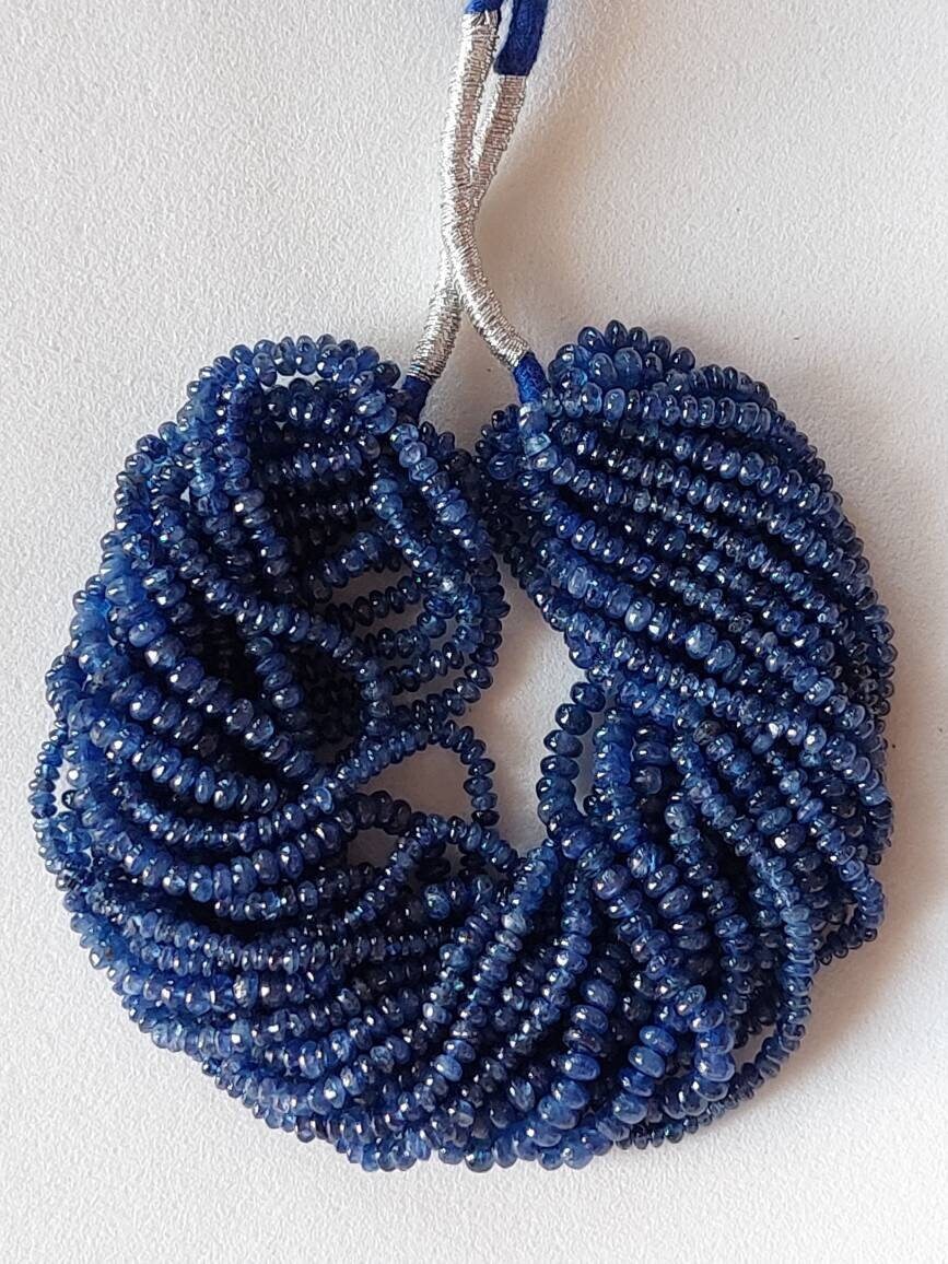 Superb Burmese Blue Sapphire Smooth Rondelle Beads/Blue Sapphire Smooth Beads/Sapphire Beads/Blue Sapphire Smooth Rondelle/6.5" Strand/BLS-8