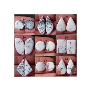 Mix vorm natuurlijke dendriet opaal cabochon paar/mix vorm dendriet opaal Gem bijpassende paar/Dendriet opaal paar voor sieraden/gratis boren/DO-J