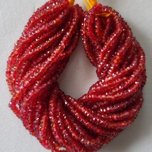 Finest! 6&quot; Strand Natural Orange Sapphire Faceted Rondelle Beads/Precious Beads/Orange Sapphire Faceted Beads/Jewelry Beads/2.5-3 Mm/RJS-515