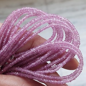 Gorgeous! 2.7-4 Mm Pink Sapphire Faceted Rondelle/Pink Sapphire Faceted Beads/Sapphire Rondelle/Precious Beads for Jewelry/8&quot;Strand/RJS-702