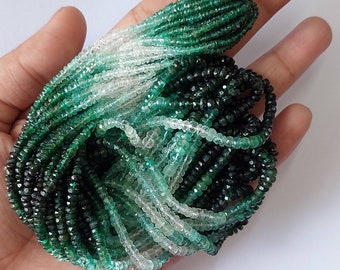 Natural  Emerald Shaded Faceted Rondelle/Emerald Shaded Beads/Emerald Beads/Precious Beads/Emerald Faceted Rondelle Beads/2.5-4 Mm/16"Strand