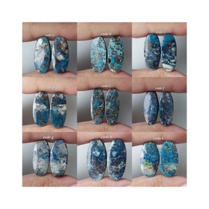 Paire de cabochons de forme ovale azurite malachite naturelle/dos plat azurite malachite/paire azurite malachite semi-précieuse/sans perçage/AM-1
