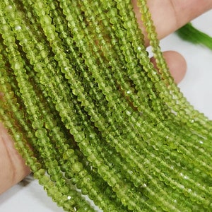 13.5&quot;Strang Natur Peridot Facettierte Rondelle/Peridot Facettierte Perlen/Peridot Edelstein Rondelle/Halbedelstein Perlen/Größe-4 mm