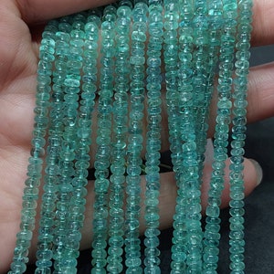 12-13 " Natural Emerald Smooth Rondelle Beads/Emerald Smooth Beads/Precious Gemstone Beads/Smooth Rondelle Beads/Emerald Beads/3.5 To 4.5 Mm