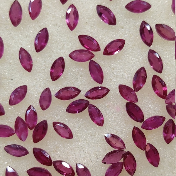 10 Pieces AAA Natural Ruby/Faceted Ruby Cut Stone/Ruby Gemstone/Marquise Shape/Red pink Ruby/Sizes 2x4,2.5x5,3x6,3.5x7 mm/July Birthstone