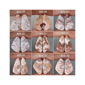 Excelente! Par de Rosetas Naturais de Formato Elegante/Par de Cabochões de Jaspe Roseta/Par de Pedras Preciosas/Cabochões de Jaspe Roseta/Pedra de Fundo Plano/RJS-D
