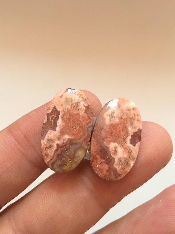 Dazzling Rosita Jasper Cabochon Pair Loose Gemstone Designer Rosita Jasper Cabochon Pair For Earring Making Gemstone ZA 3239