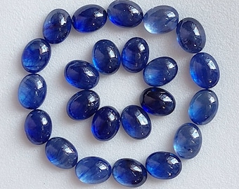 6x8 Mm 2 Pieces Natural Blue Sapphire Cabochon/Blue Sapphire Gemstone/African Sapphire/Oval Shape Sapphire/Flat Back Loose Gemstone(00354)