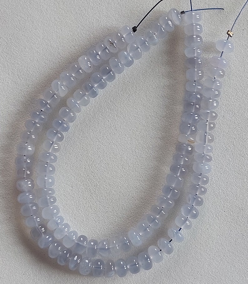 Aqua Chalcedony Rondelle Beads: 6.5mm Smooth Gemstone Strand/ RJS-030 image 5