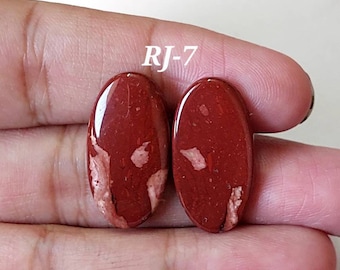Red Jasper Cabochon Pair: Oval Gemstone, Spiritual Healing Crystal/ RJ-A