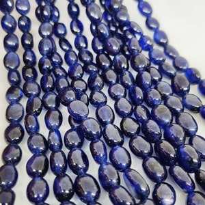 Finest Natural Blue Sapphire Smooth Plain Oval Shape Beads/Blue Sapphire Beads/Precious Gemstone Smooth Beads/5x7 to 7.5x10 Mm