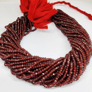 Mozambique Red Garnet Faceted Rondelle Beads: 3.5-4mm, 13" Strand/1601