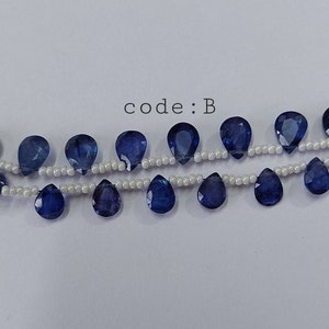 Superb 10 Pcs, 4x6-7x9 Mm Natural Blue Sapphire Side Drilled Faceted Pear Shape Briolette/Precious Gemstone/Blue Sapphire Cut Stone/2467 image 6