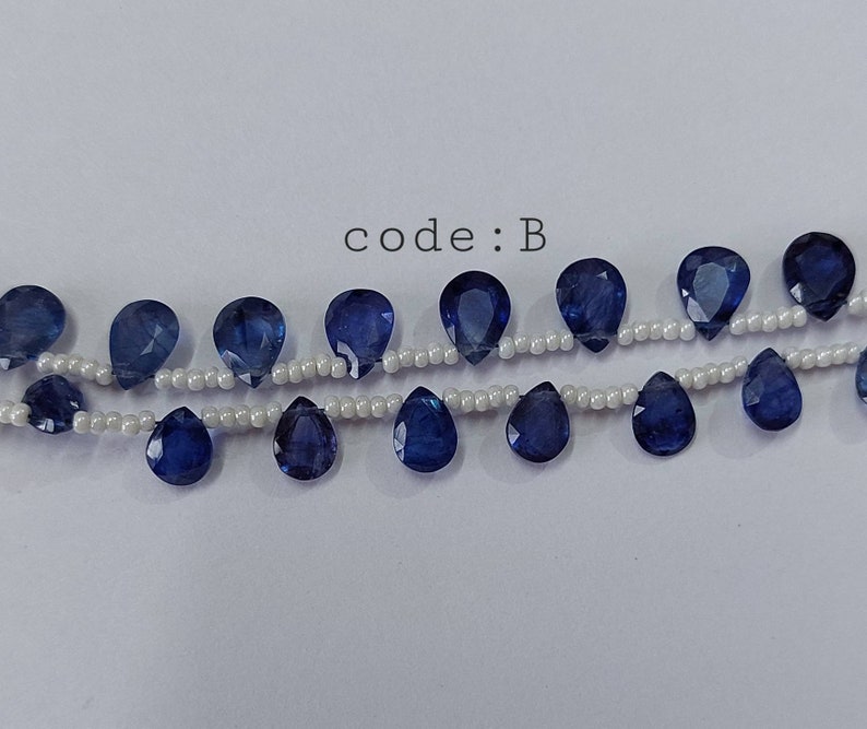 Superb 10 Pcs, 4x6-7x9 Mm Natural Blue Sapphire Side Drilled Faceted Pear Shape Briolette/Precious Gemstone/Blue Sapphire Cut Stone/2467 image 6