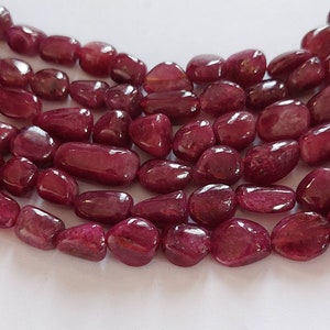 Amazing! Natural Ruby Smooth Tumbled Beads/Ruby Tumbled Gemstone/Ruby Crystal/drilled Ruby/Smooth Ruby/7x10 To 9x18 Mm/16&quot; Strand Length