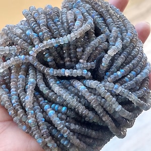 13&quot; Strand, 4.5 MM Natural Blue Flashy Labradorite Faceted Rondelle Beads/Labradorite Faceted Beads/Labradorite Beads for Jewelry/RJS-157