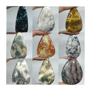 Cabochão de jaspe oceânico natural mais fino, pedra preciosa de jaspe oceânico, pedra preciosa de jaspe marinho, pedra em formato de pêra, pedra de fundo plano, preço de atacado