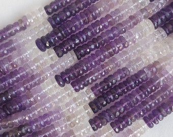 16" Shaded Purple Amethyst Faceted Rondelle Tyre Shape/Purple Amethyst Faceted Rondelle Beads/Semi Precious Amethyst Beads/RJS-323