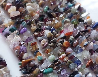 Multi Gemstone Polished Chip & Nuggets: Natural Multi Color Gemstone Beads, 33 Inches Strand, 4 to 6 mm / RJS-758