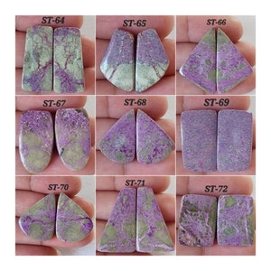 Attrayant ! Paire de formes assorties en stichtite vert violet naturel/paire de cabochons en stichtite/boucles d'oreilles en stichtite/pierre semi-précieuse/CBN-069