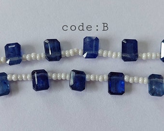 AAA+ Natural Blue Sapphire Side Drilled Faceted Octagon Shape Briolette/Faceted Beads/Precious Beads/Sapphire Beads/ 4x6-6x8 Mm/2466