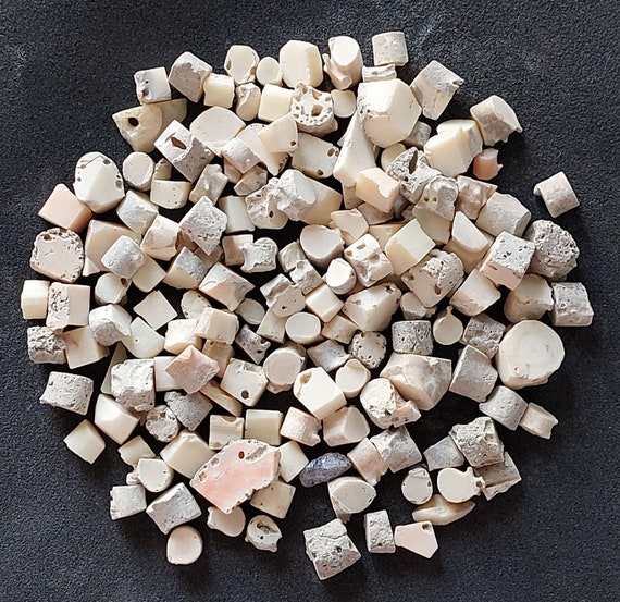 20 White Coral Gemstone Pieces: Natural Rough Stone (5-9 MM)