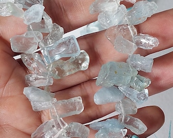 20 Pieces/Natural Aquamarine Side Drilled Rough/Aquamarine Polished Rough/Aqua Gemstone Raw/Aqua Crystal/Aquamarine Gemstone/10-15 Mm/(2483)