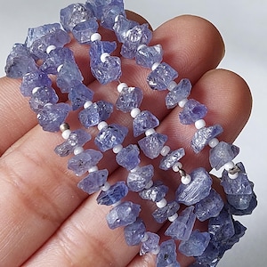 30 Pieces/ Natural Tanzanite Center Drilled Rough /Tanzanite Raw /Tanzanite Gemstone/Semi Precious Rough/Tanzanite Raw Crystal/5 - 9 Mm/2350