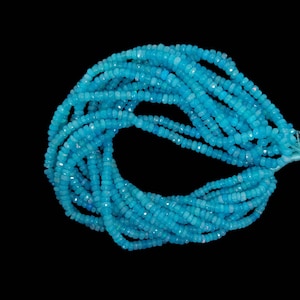 16&quot; Superb Natural Ethiopian Blue Opal Faceted Rondelle Beads/Ethiopian Opal Beads/Gemstone Beads/Faceted Rondelle/Opal Gemstone/3-4 Mm/2476