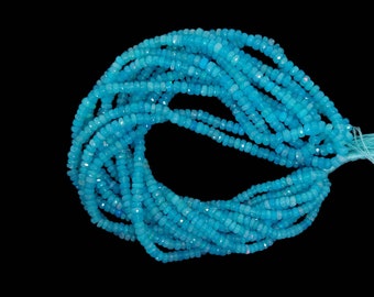 16" Natural Ethiopian Blue Opal Faceted Rondelle Beads (3-4mm) / 2476