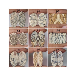 Paire de cabochons de dendrites allemands naturels en forme de mélange/paire assortie de dendrites psilomélanes/cristal de guérison/fabrication de bijoux/pierre de fabrication de bijoux/perçage gratuit/GD-J