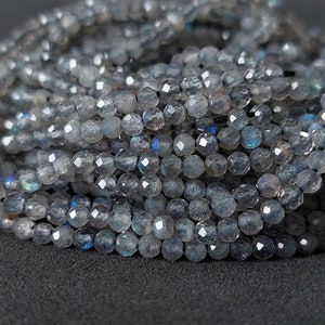 AAA ++ Natural Labradorite Faceted Rondelle/Labradorite Faceted Beads/Micro Faceted Labradorite Rondelle/13&quot; Strand/2-3.5 Mm/BE022/23/24