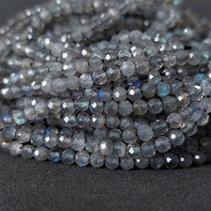 AAA ++ Natural Labradorite Faceted Rondelle/Labradorite Faceted Beads/Micro Faceted Labradorite Rondelle/ 13 Inches Strand/2 Mm-3.5 Mm Size