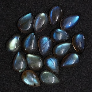 8x12 Mm 2 Pieces Natural Blue Labradorite Gemstone , Blue Labradorite Cabochon ,Pear Shape,Blue Flashy Labradorite ,Calibrated ,Flat Back