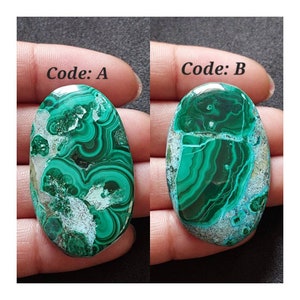 Großer natürlicher Chrysokoll Malachit / ovaler Malachit / Malachit Cabochon / flacher Rücken loser Edelstein / Meditationsstein / Solarplexusstein