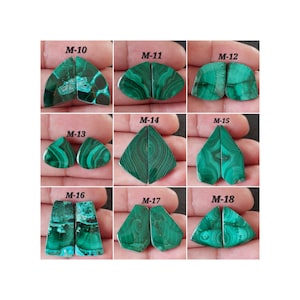 Magnifique ! Cabochon en malachite naturelle de forme fantaisie assortie/malachite/paire de pierres semi-précieuses pour boucles d'oreilles/perçage gratuit/CBN-054