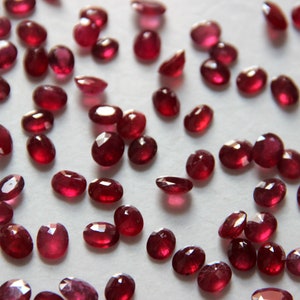 Natural Ruby Faceted Cut Stone: July Birthstone, 6x8,7x9,8x10 mm, 2 pcs  /rjs-018