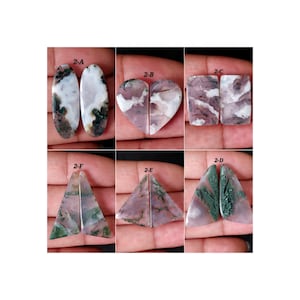 Par de cabochões de ágata musgo verde natural, pedras semipreciosas, cristais de ágata musgo de formatos mistos para joias, perfuração gratuita, MA-2