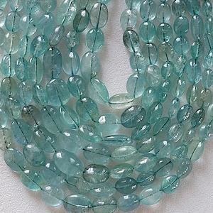 100 % Natural Zambian Emerald Smooth Plain Oval Shape Beads/Emerald Beads/Precious Gemstone Smooth Beads/5x7 to 7x9 Mm/8 Inches/ 2111