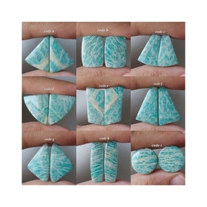 Paire de cabochons en forme de mélange d'amazonite naturelle/Amazonite à dos plat/paire d'amazonite semi-précieuse/sans perçage/AMZ-5