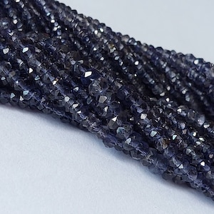 High Quality Natural Iolite Faceted Rondelle/Iolite Faceted Beads/Iolite Faceted Gemstone /Water Sapphire/13 Inches/2.5 to 4.5 mm/RJS-521