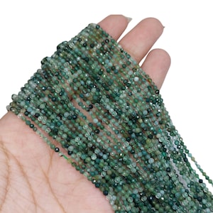 AAA Natural Tiny Moss Agate Beads Micro Faceted Rondelle Beads/Green Agate Gemstone Beads/Agate Beads/2 Mm/13 Inches Strands/1697