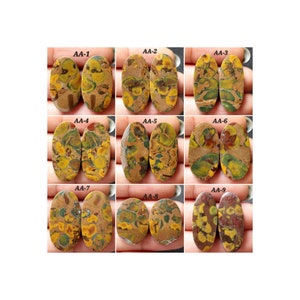 Paire de cabochons en jaspe aux fruits naturels de forme ovale/Paire de pierres semi-précieuses pour bijoux/Paire assortie cabochon en jaspe/Perçage gratuit/FJ-AA