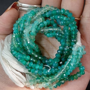 4-4.5 mm Natural Shaded Green Onyx Faceted Rondelle/Green Onyx Faceted Gemstone Beads/Onyx Beads/Loose Onyx Gemstone/13''Strand/2018