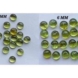 5 peças, 5 e 6 mm, formato redondo, verde oliva natural, cabochão liso de peridoto/cabochões lisos de peridoto calibrados/pedra de nascimento de agosto/CBN-027