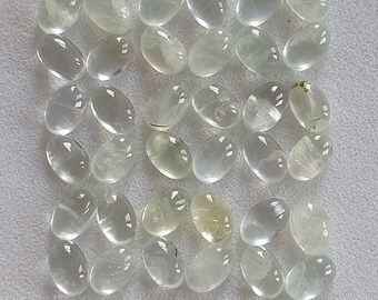 5 Pieces/4X6-6x8 MM/Oval Shape Natural Green Prehnite Smooth Cabochon/Calibrated Prehnite Cabochon/Prehnite Cabochon for Jewelry/CBN-017