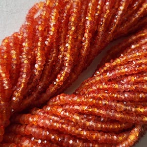 6&quot; Strand Natural Orange Sapphire Faceted Rondelle Beads/Precious Sapphire/Orange Sapphire Faceted Beads/Jewelry Beads/2.1-3.2 Mm/RJS-517