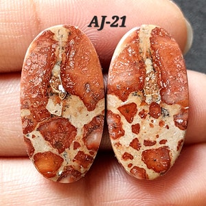 Superb! Natural Asteroid Jasper Oval Shape Cabochon Pair/Semi Precious Gemstone for Jewelry/Jasper Cabochon Matching Pair/Free Drilling/AJ-C