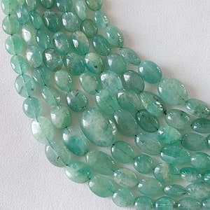 Beautiful! 8.5&quot; Strand Natural Zambian Emerald Smooth Oval Shape Beads/Precious Beads/Emerald Beads/Smooth Oval Beads/5x7 to 8x13 Mm/ 2438
